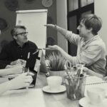a team, discussing social media strategies